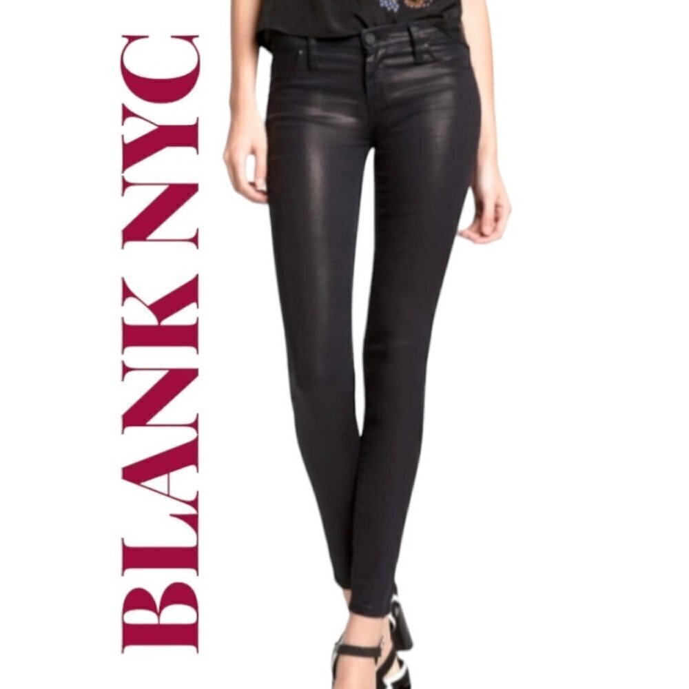 BLANK NYC Spray On Black Metallic Super Skinny Stretchy Ankle Pants, Size 27 - Picture 8 of 15